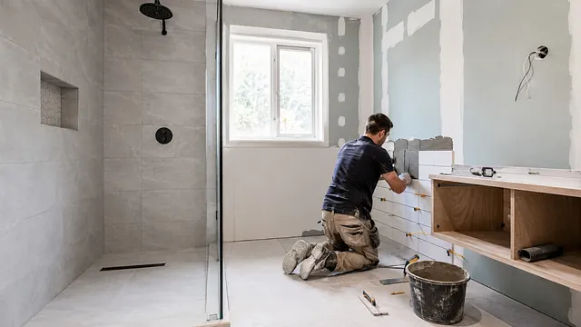 man renoverar ett badrum i Göteborg